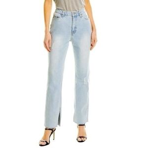 Avec Lesi Filles/Anthropologie Distressed Straight Leg Jeans With Split Hemline